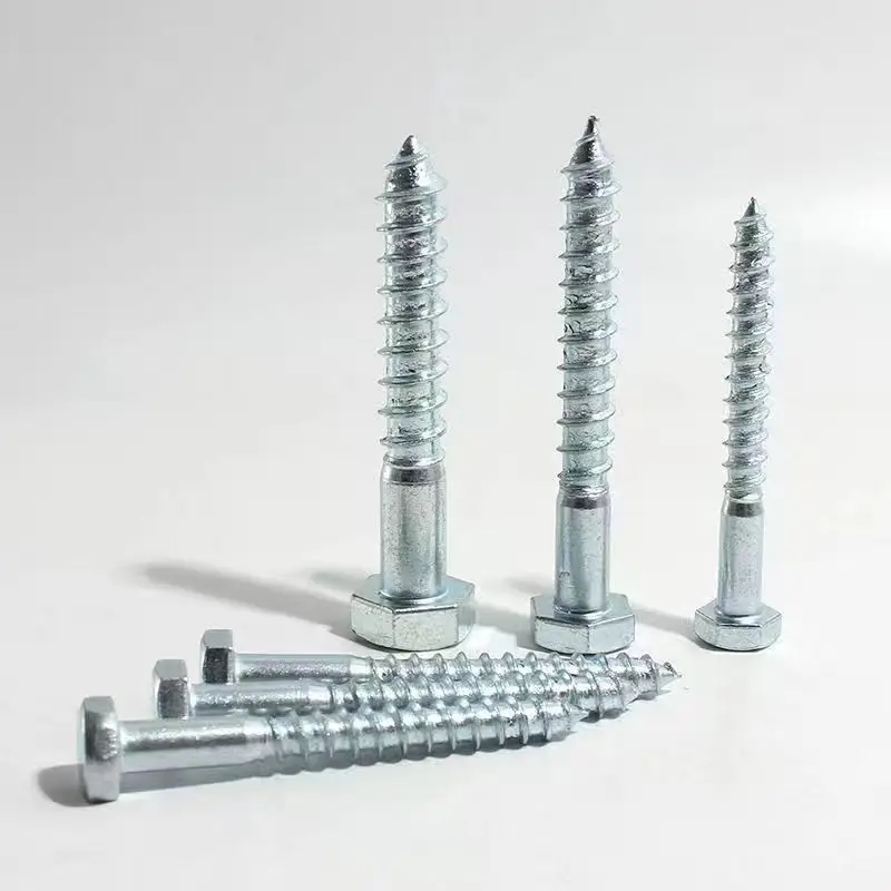 customized A2-70 outer hexagon screw nails 304 stainless steel self threading pin hexagon Head Lag Wood Screw DIN571