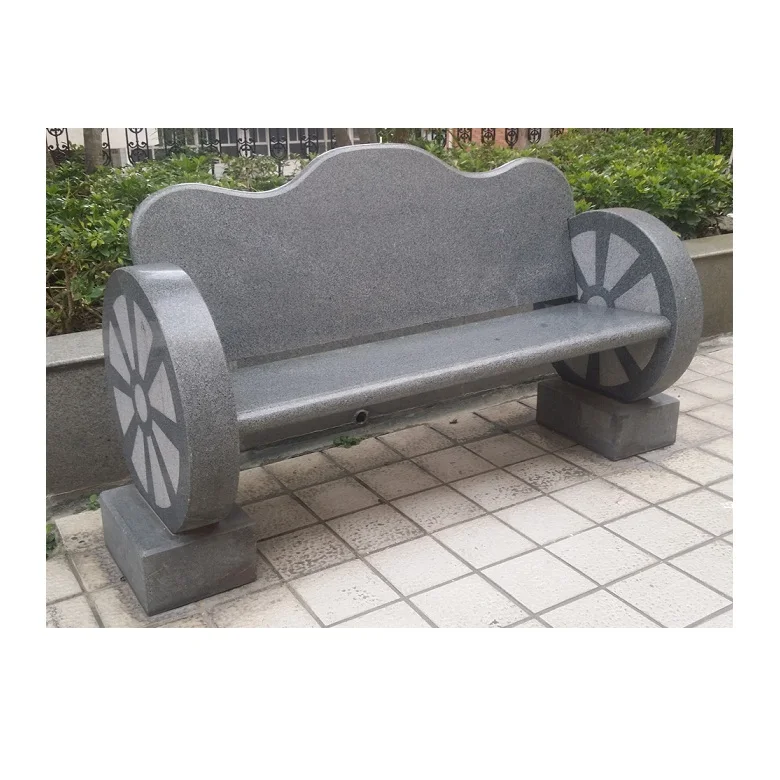 Modern Outdoor Garden Park Granite Stone Seat Wheel Benches With Backrest Design