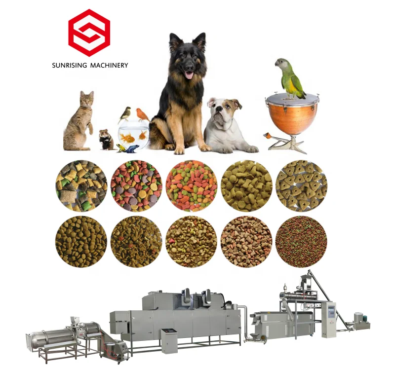 Full production line cold extrusion 200kg/h-6000kg/h dry pet dog food production machine