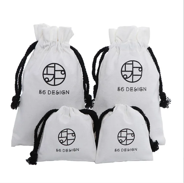 Custom client logo Брезентовая струнная сумка маленькие Заказные органические хлопковые Сумки на шнурке