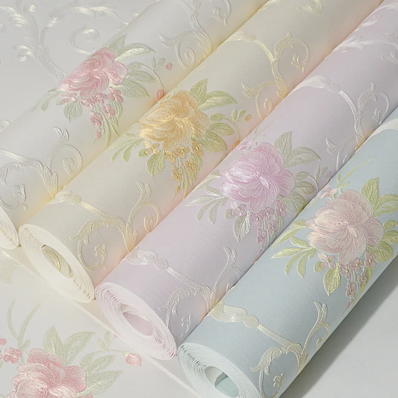 Country Style 3D Wallpaper  Non-woven Self-adhesive Floral Wallpaper For Living Room,Bedroom