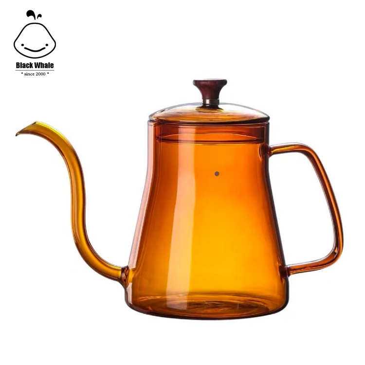 350ml 650ml Gooseneck Pour Over Coffee Kettle with handle colorful Glass Arabic coffee maker