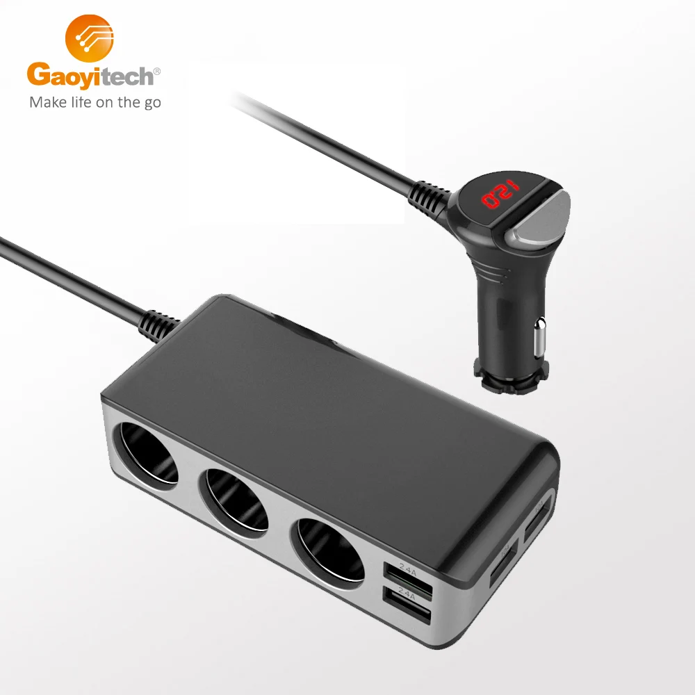 Gaoyi Best seller 4 USB Fast Car Charger Socket 3 Car cigarette lighter Splitter In Car Accessories