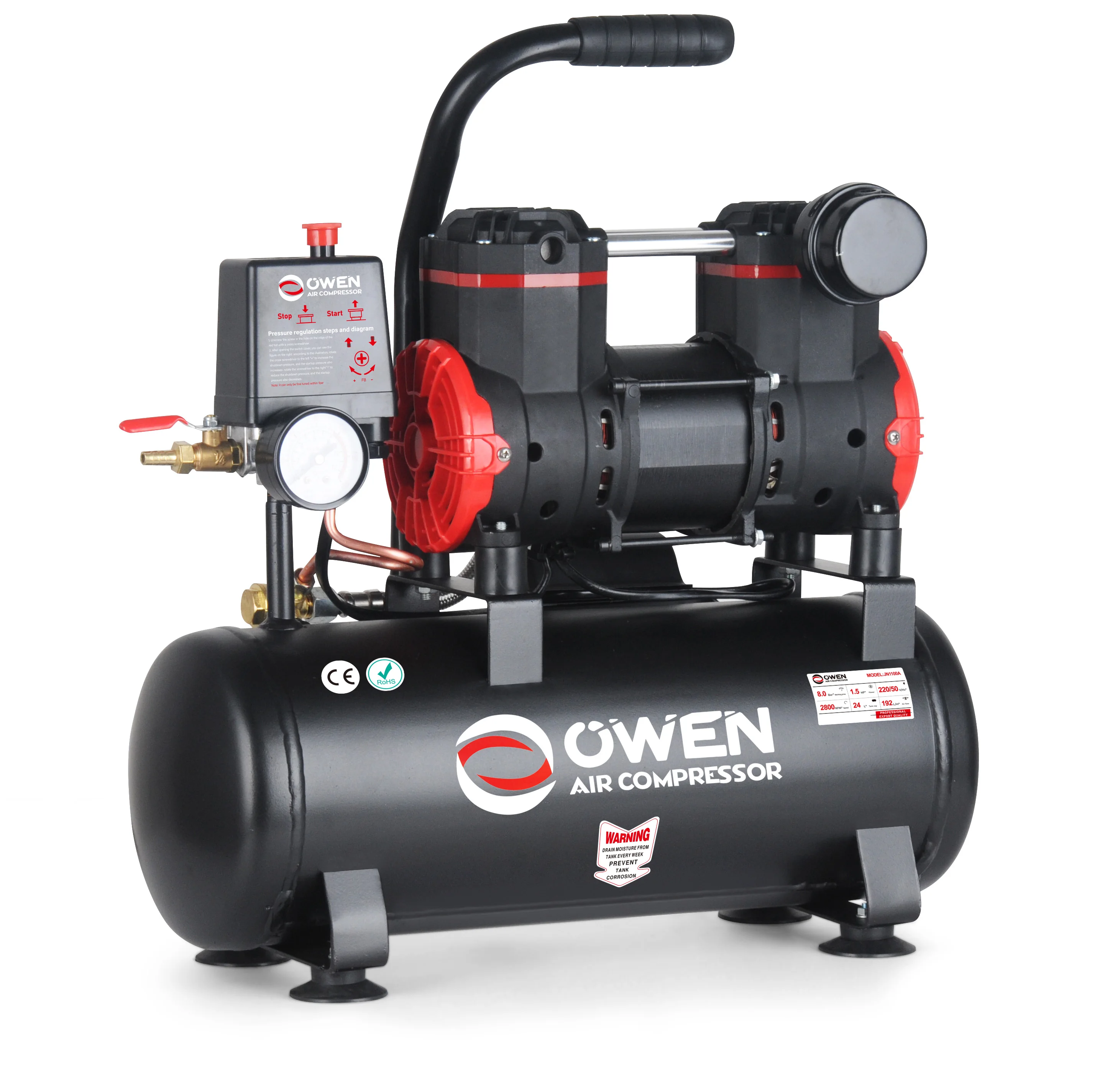 Бесшумные стоматологические портативные однофазные безмасляные воздушные компрессоры 980 Вт 2 полюса 50 Гц 60 в