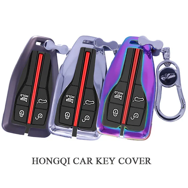 Custom design Practical zinc alloy car key case shell for HongQi series car metal smart remote key case cover