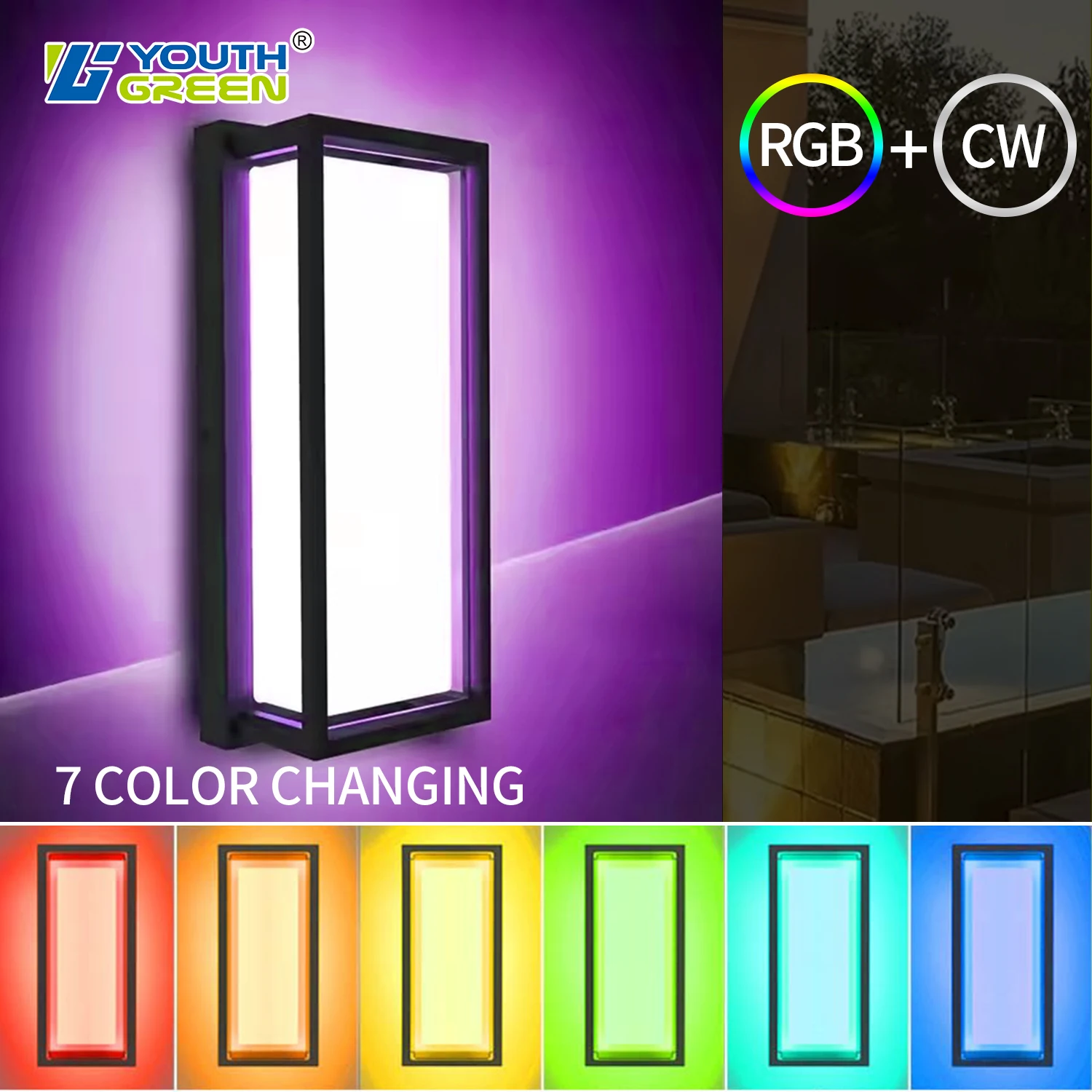 ETL Listed Modern Outdoor Wall Light Fixtures 5CCT Power Tunable Photocell Sensor Dimmable LED Lighting for Exterior House