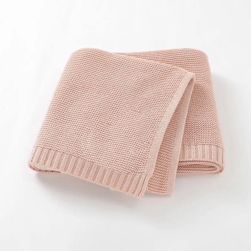Solid Color Sofa Cover Blanket Baby Carriage Cover Hold Quilt Crochet Knitted Cotton Knit Blanket