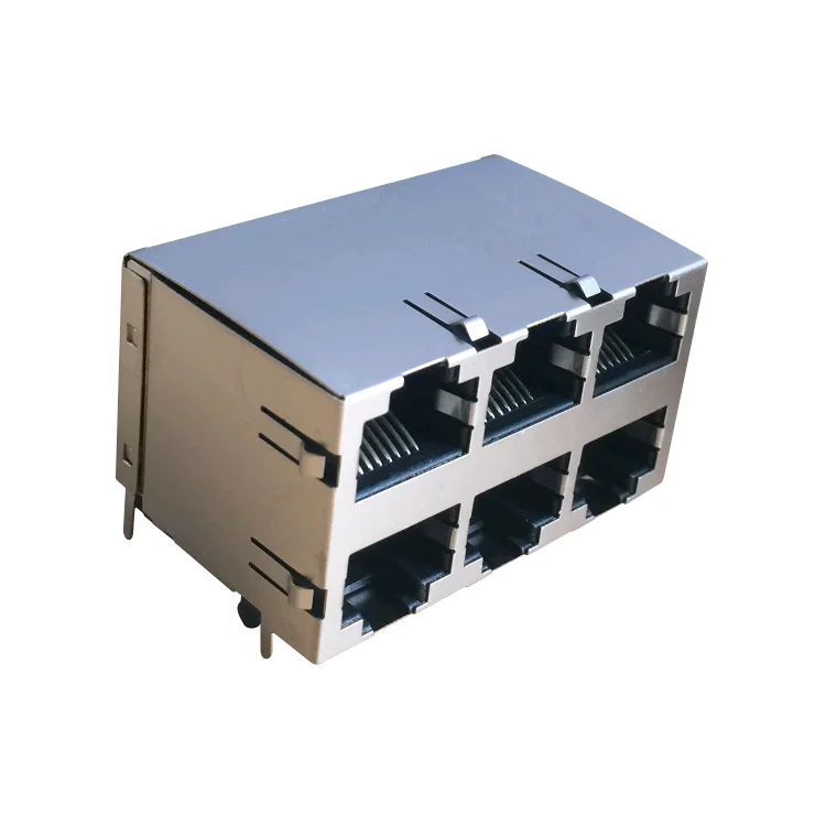 E5J88-L4BJA1-L со светодиодами 2x3 порта RJ45 разъем