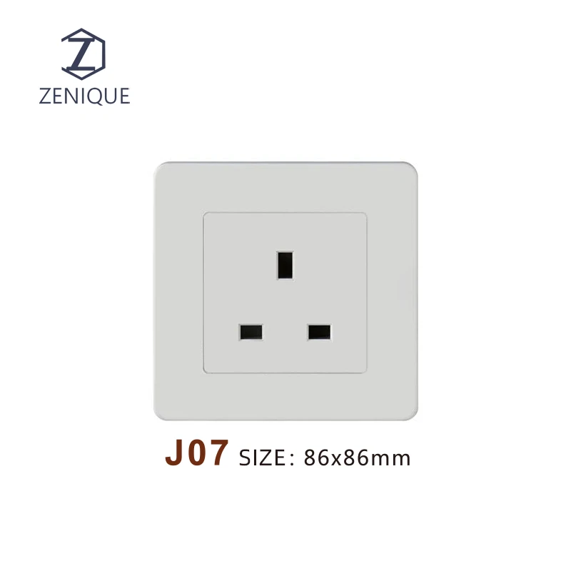 Wholesale High Quality UK Standard 86*86 MM Power Outlet Electrical Accessories White British Wall Socket