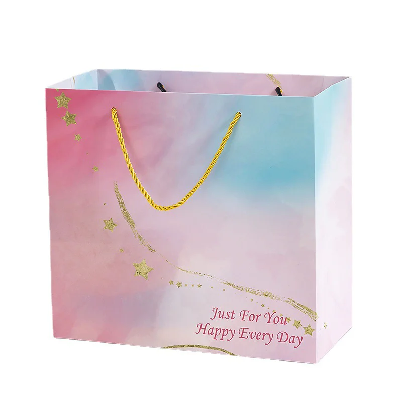 Custom Colorful Marble Pattern carton Bag printed with Tissue Paper for Shopping