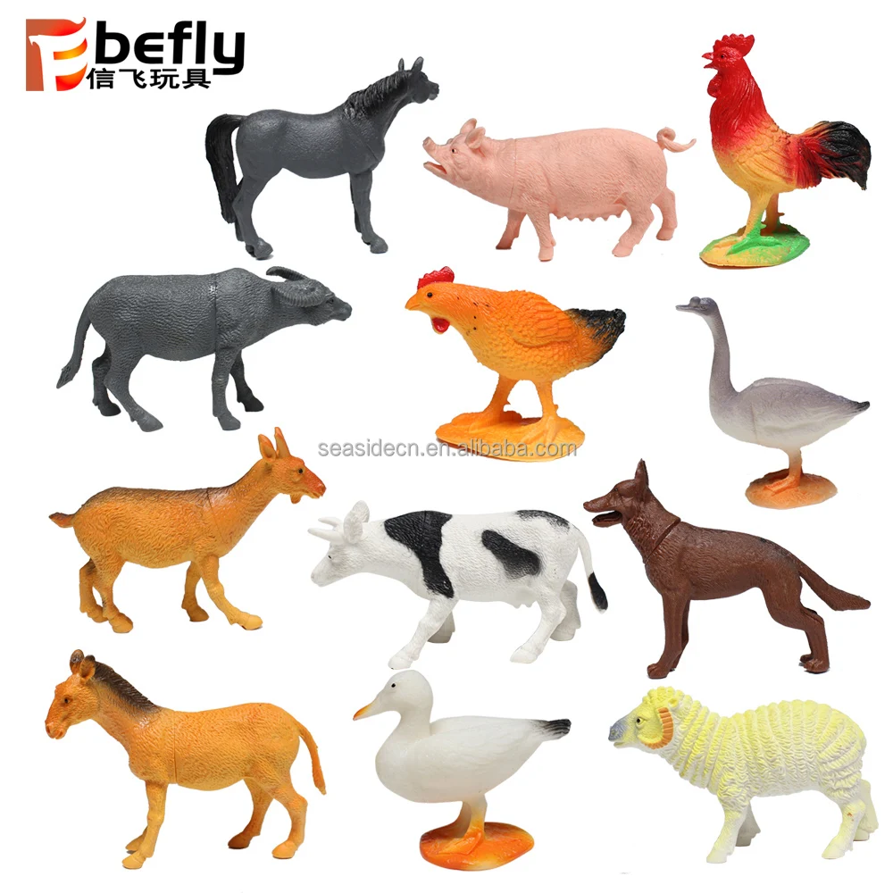 4-5 inches Hollow 12 kinds plastic horse cow sheep farm animal model toy