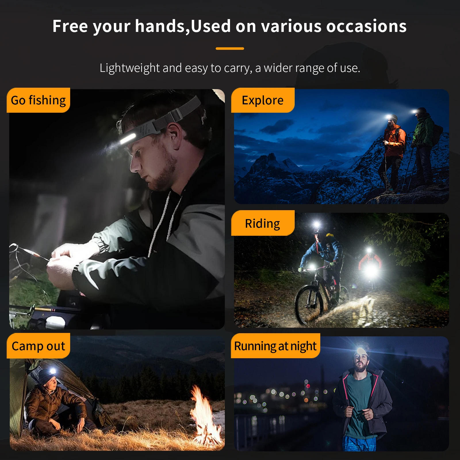 COB LED USB перезаряжаемый налобный фонарь водонепроницаемый 3 аварийные фары с крючками для шлема