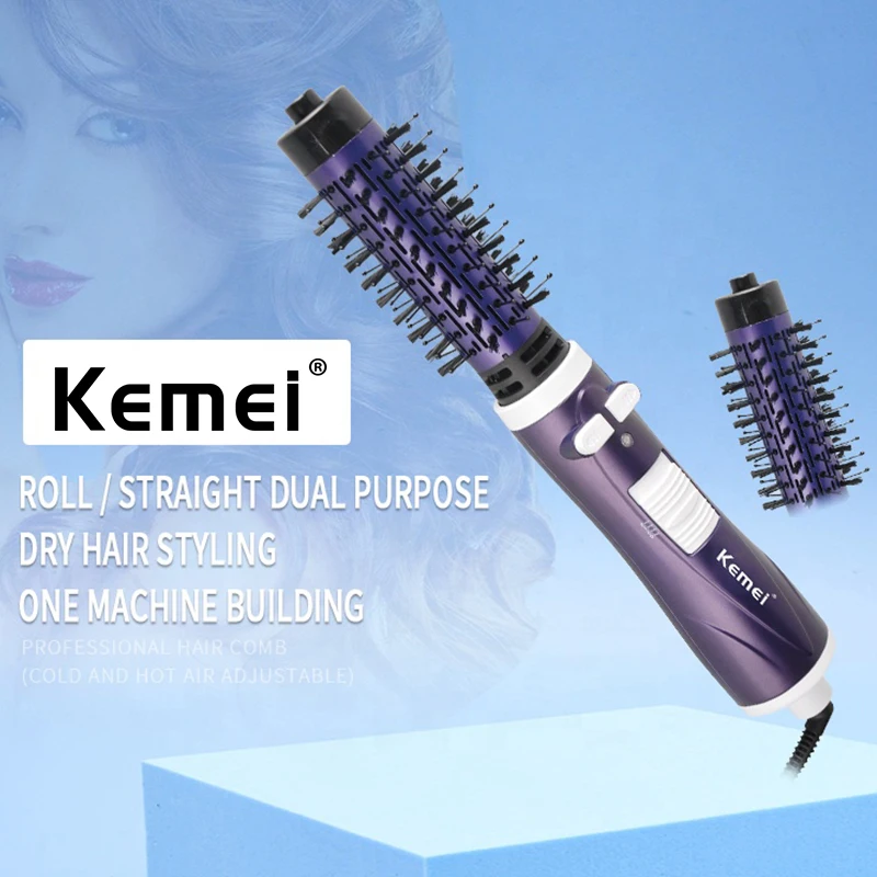 Kemey Km-813 Fast Heating Comb Temperature Adjustment Electric Blow Dryer Curling And Straightening Dual-Purpose Hair Dryer Comb