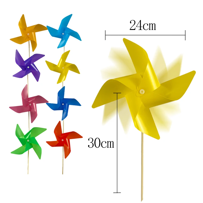 24cm DIY Plastic Rainbow Windmill Party Pinwheels for Kids Toys