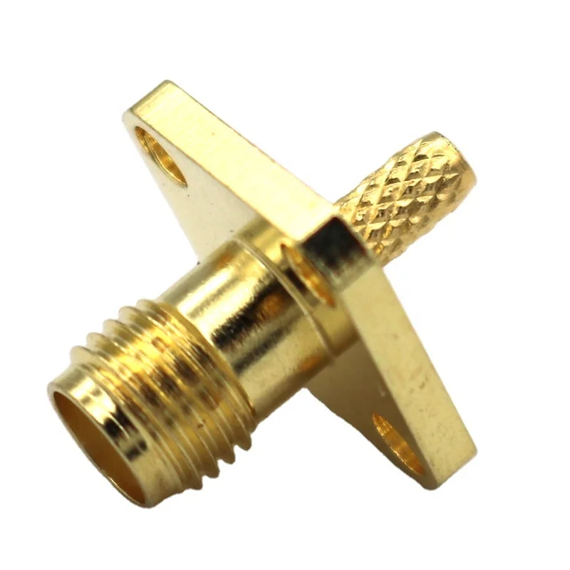 Female 4-Hole Panel Mount Flange RF Coax Connector Solder Cup StraightRG174 rg316 coaxial compresin interna SMA de 4 poros.