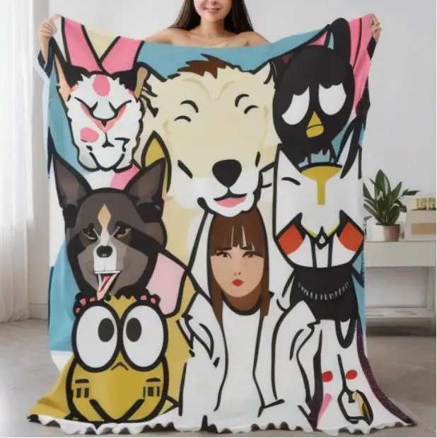 LOW MOQ Luxury Customized Logo Name Text Packaging Custom Kids Baby Blanket Bed Sofa Throw Custom Printed Blankets with Logo