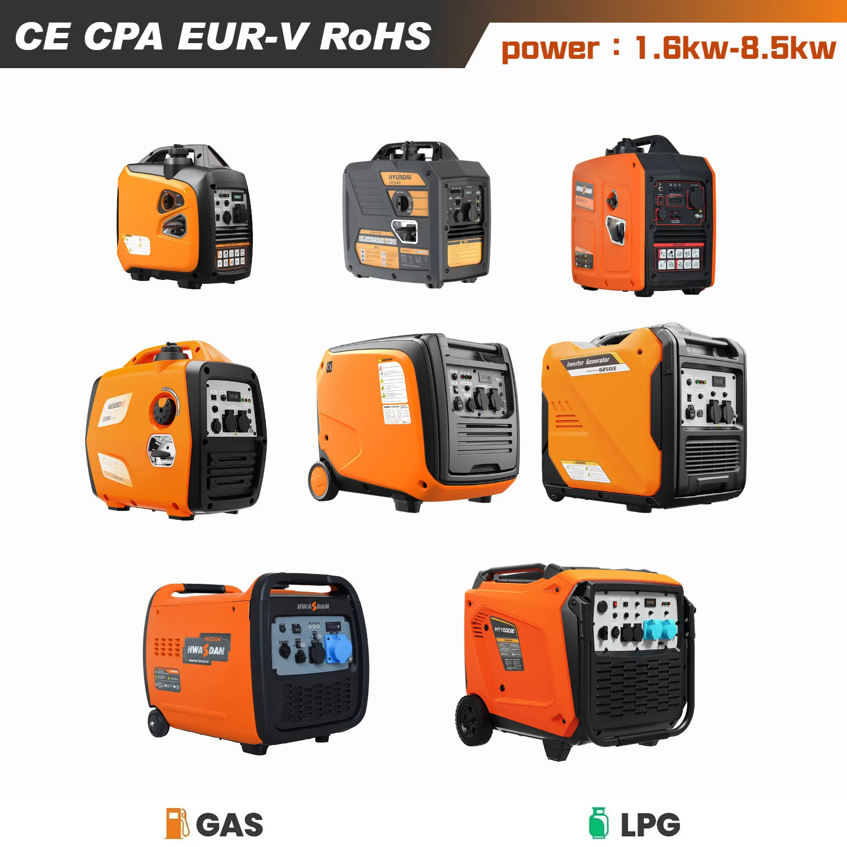 Factory Wholesale 12volt 24v 48v dc Inverter gas generator charger 110 240 volts 2kw Silent Gasoline Generators