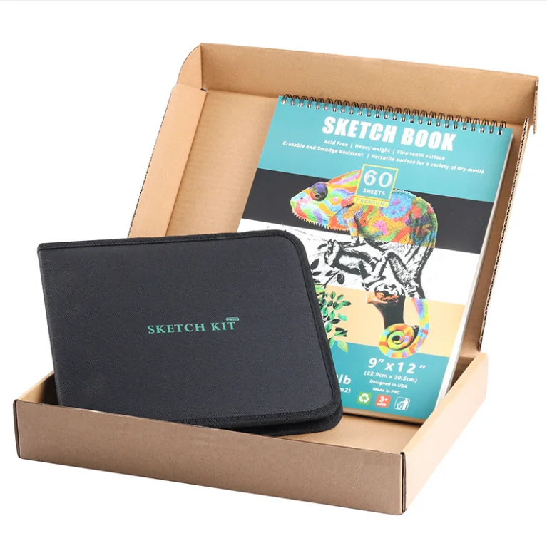 50pcs Sketch Lead Tool Set High-gloss Metal Pen Carbon Pen Painting Art Sketch Pencil Set Art Supplies Gift