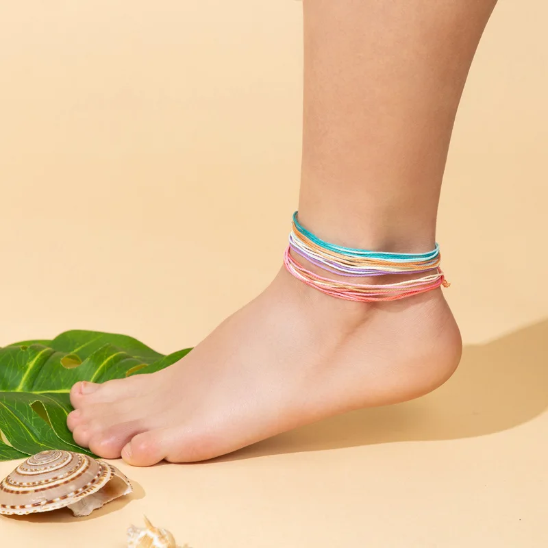Bohemian Style Waterproof Waxed Wire Braided Anklet Bracelet