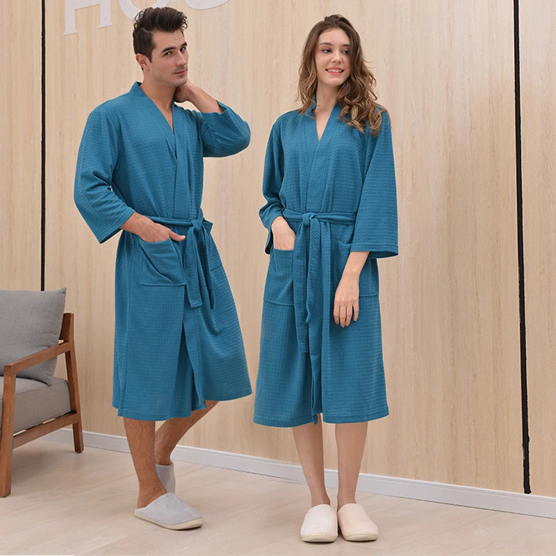 Luxury Designer Kimono Custom Bathrobe For Men Cotton Hotel Spa Bathrobes Waffle Robe