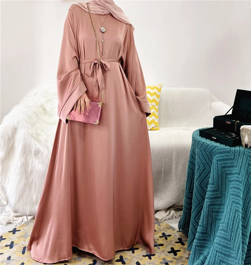 Formal Turkish Islamic Caftan Abaya Dress Long Sleeve Ethnic Style Solid Color Plus Size Multicolor Muslim Robe Middle East