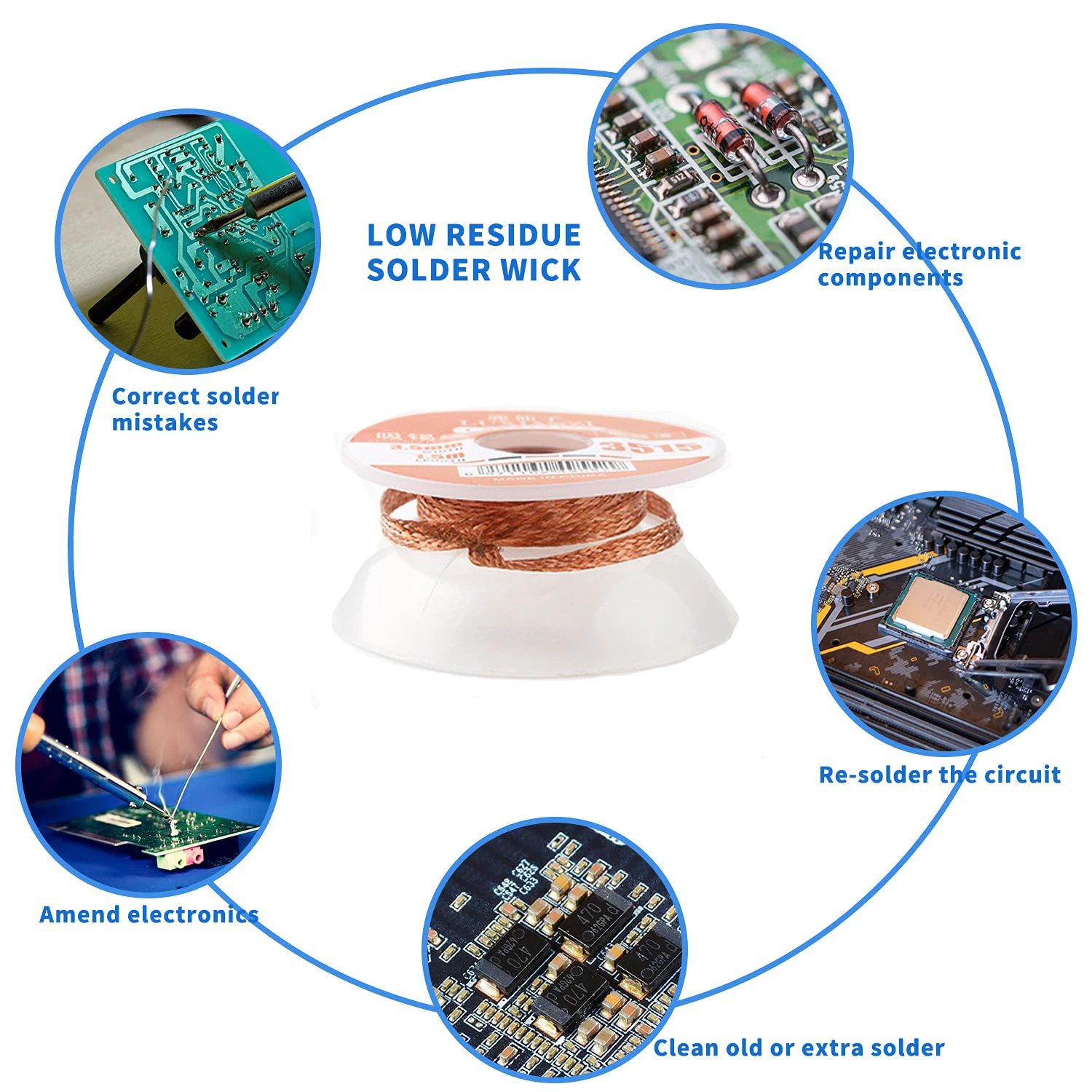Desoldering Wire Solder Wick Braid 1.5mm 2.0mm 3.0mm Solder Wick for Desoldering