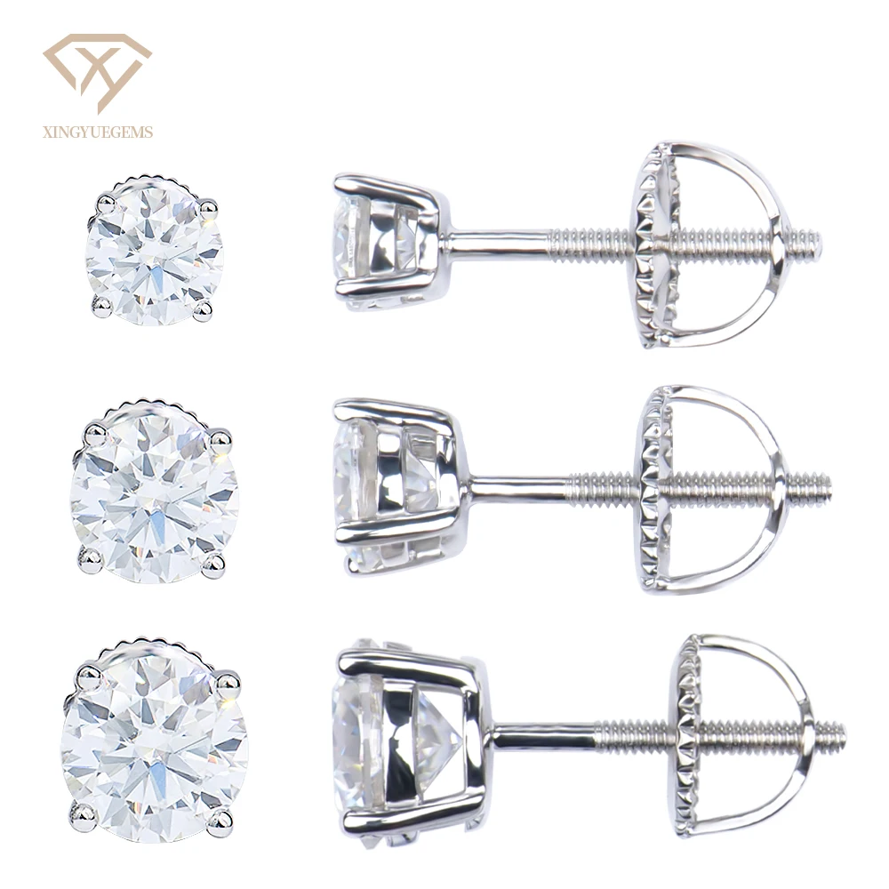 4mm 5mm 6.5mm classic D Mossanite Screw Earrings fine Jewelry 925 Sterling Silver Vvs Moissanite Diamond