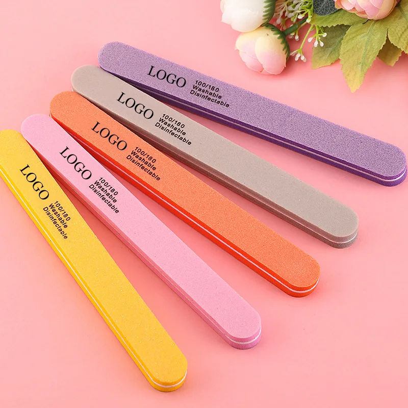Sandpaper File Professional Custom Printed Logo Double Side Disposable Rectangle Nail File 100/180 Grit Sandpaper Nail File