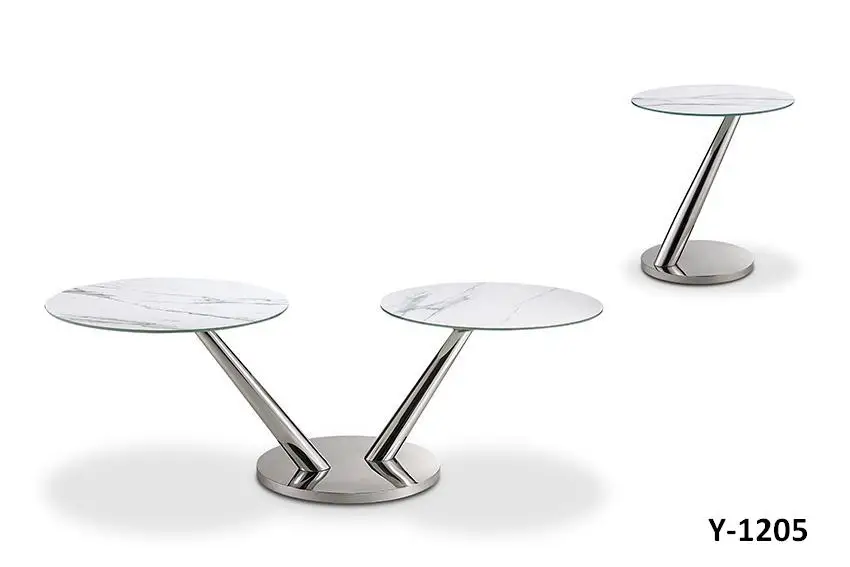 Мебель для гостиной, вращающийся современный выдвижной чайный столик с наклонными ножками, металлические круглые журнальные столики с белым мраморным верхом