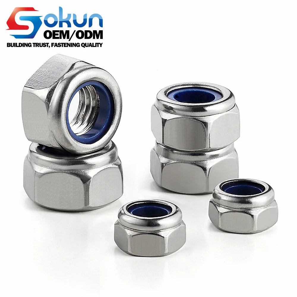DIN 985 A2 A4 Grades Corrosion-Resistant Brass Copper Hex Nuts Stainless Steel Nuts M3 Water Treatment Polished Passivated