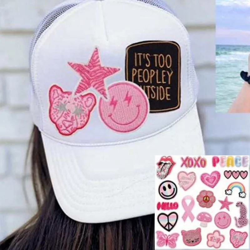 Personalized Iron On Hat Applique Design Patches Custom Bordados Embroidery Patch Flower Badge For Hat