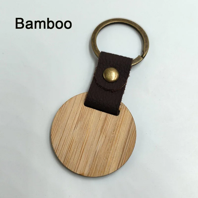 Wood Keychain Blanks Leather Wood Keychain Blank Unfinished Blanks with Leather Strap Keychain Easy Install Easy to Use