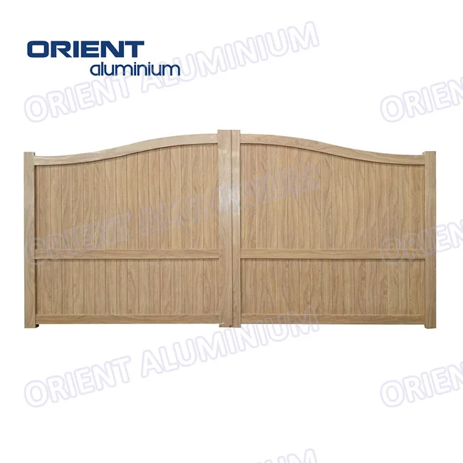 Aluminum Wood Grain Privacy Fence Gate/Garden Gates High Quality Garden Main Gate Design Driveway Security
