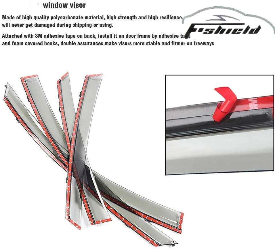 For 2013-2017 Honda Accord Sedan 4 Door  Chrome Trim Smoke Tinted Clip On Window Visor Rain Guard Defector The 9th