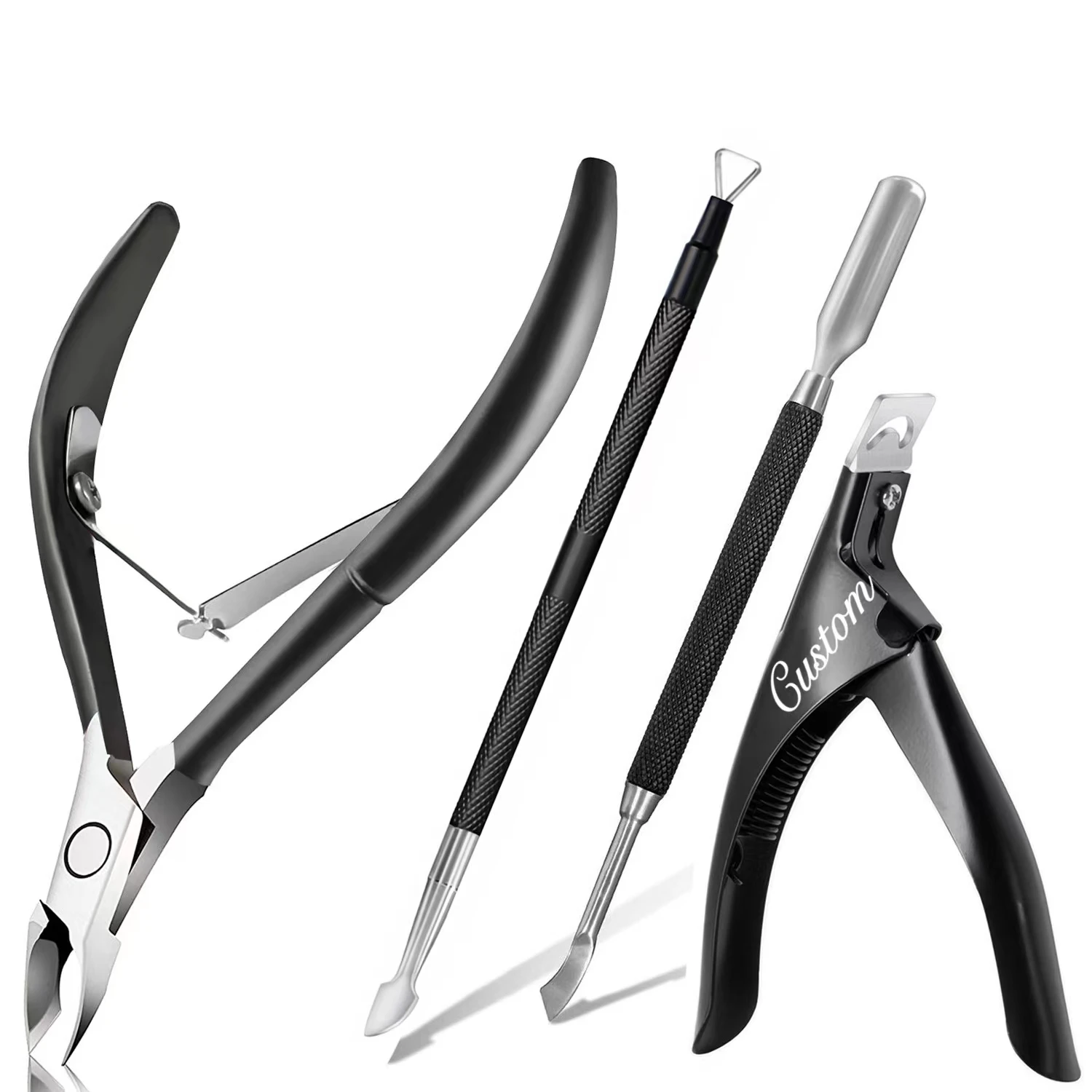 Custom Logo Nail Clipper Stainless Steel Push Artificial Acrylic Nail Tip Clipper Cutter Trimmer Manicure Pedicure Cutter Sets