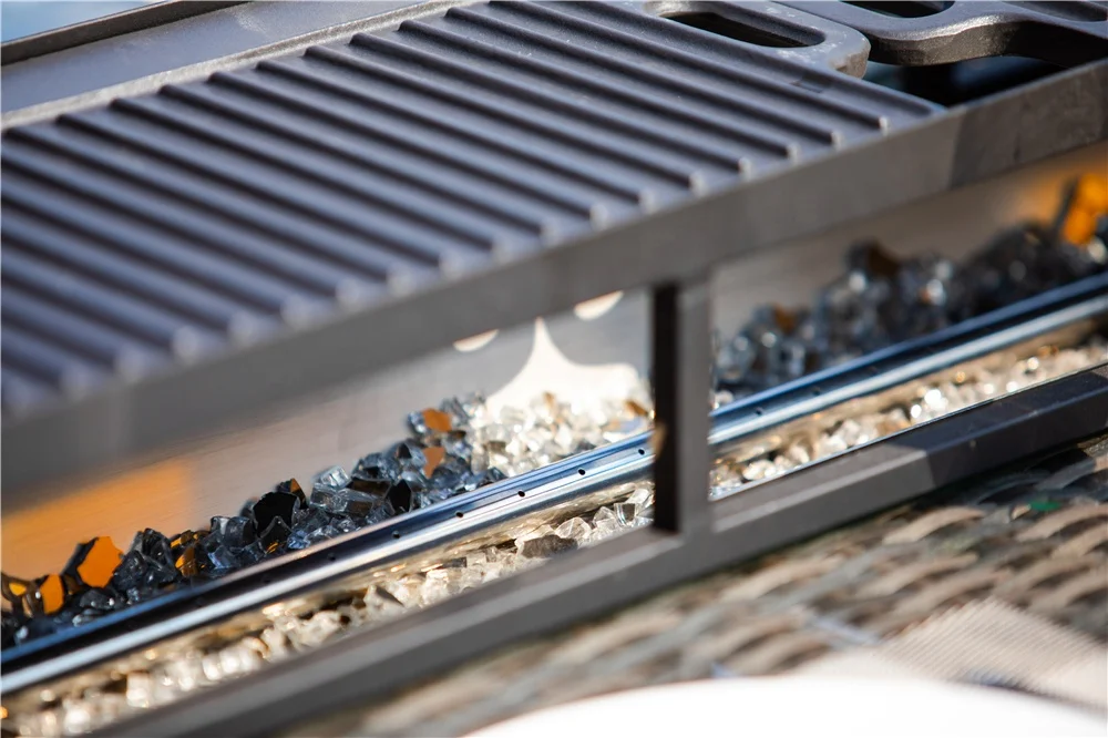 Набор прямоугольного обеденного стола, комплект уличной мебели из ПЭ ротанга с газовой ямой, 6 мест