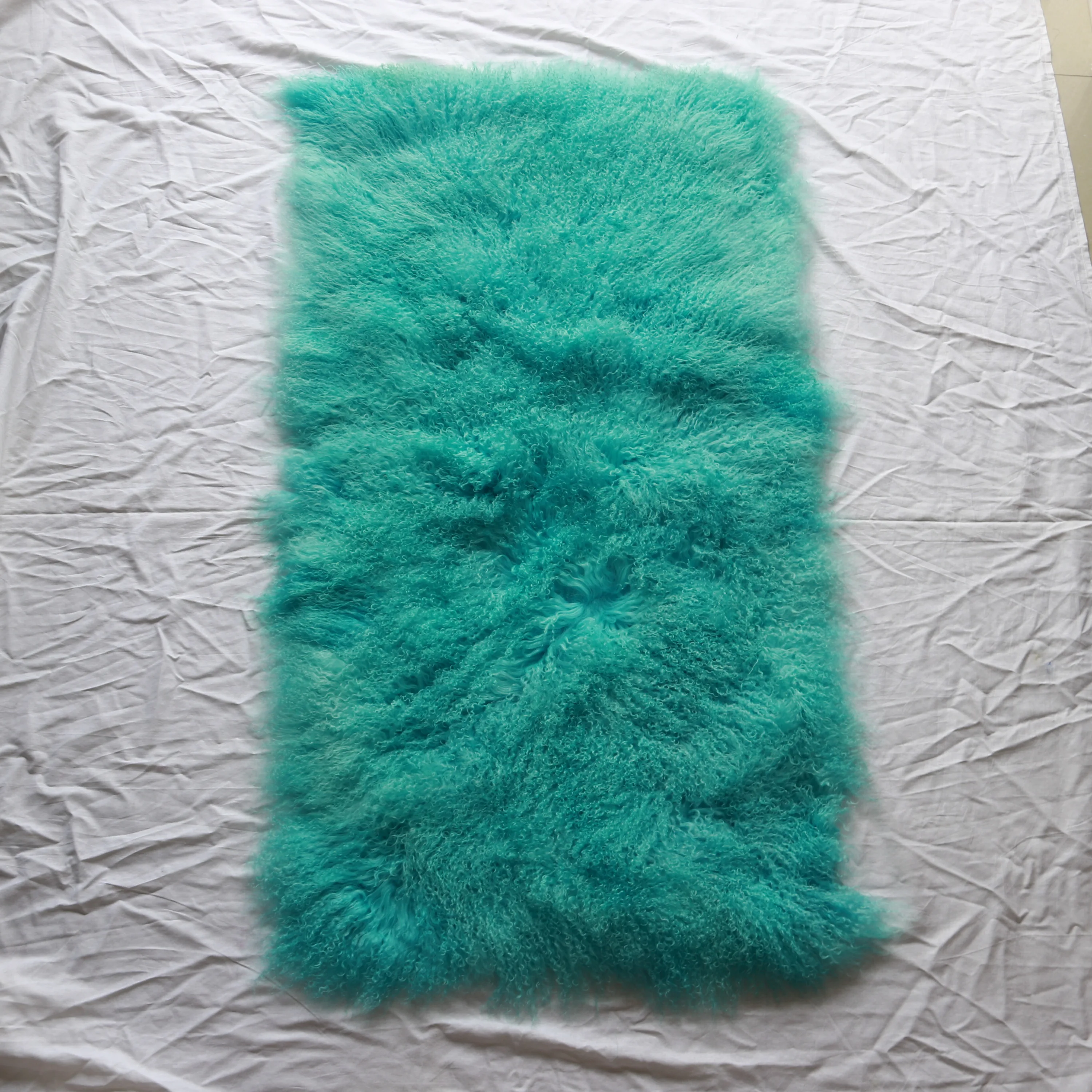 Low MOQ Frosted Stitched Rectangle Panels Fast Shipping Real Mongolian Tibetan Fur Kalgan Lamb Fur