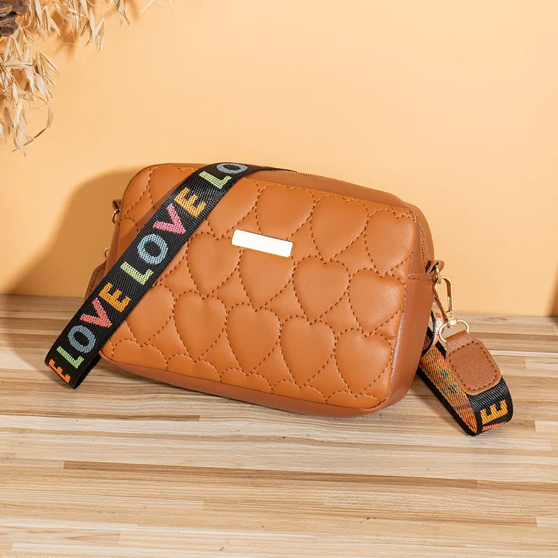 2024 Wholesale Cheap Mini Heart Quilted Handbag Women Lightweight Pu Leather Shoulder Crossbody Bag Purse