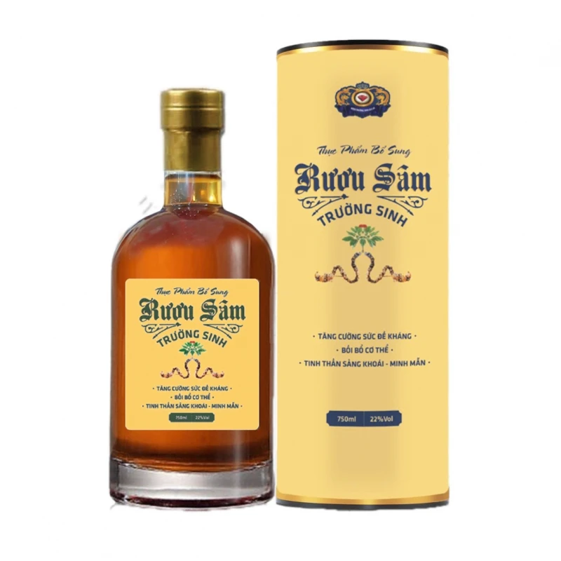 Truong Sinh Ginseng Whisky Bottle With Alcoholic Beverage Grains And Herbs
