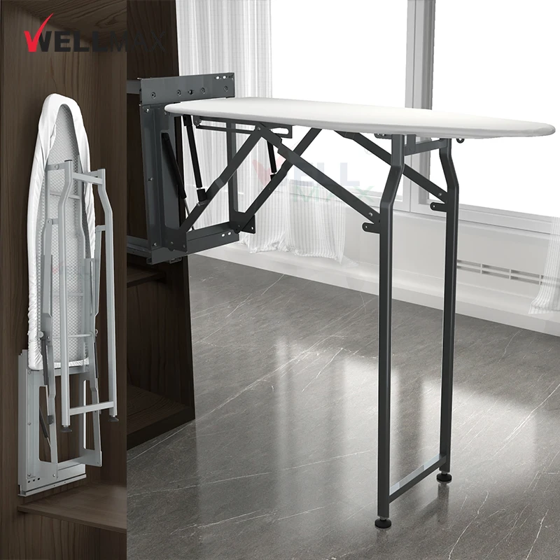 WELLMAX Wardrobe Wall Mounted Ironing Table Space Saving Pull Out Rotary Folding Ironing Boards For Clothes