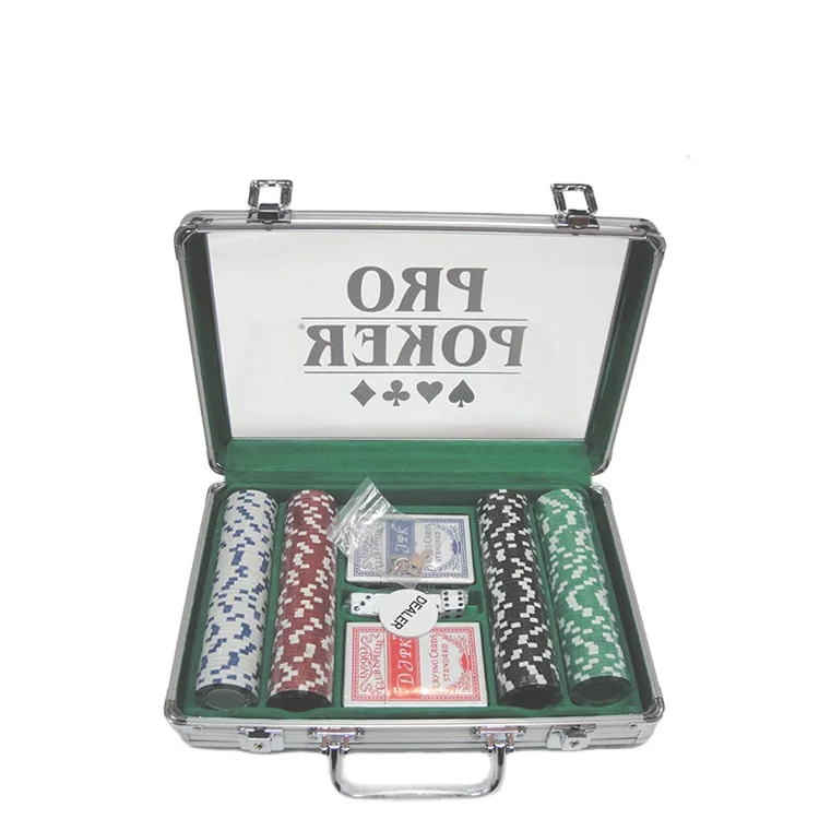 Promotional wholesale aluminum case 200 casino poker chips dealer set