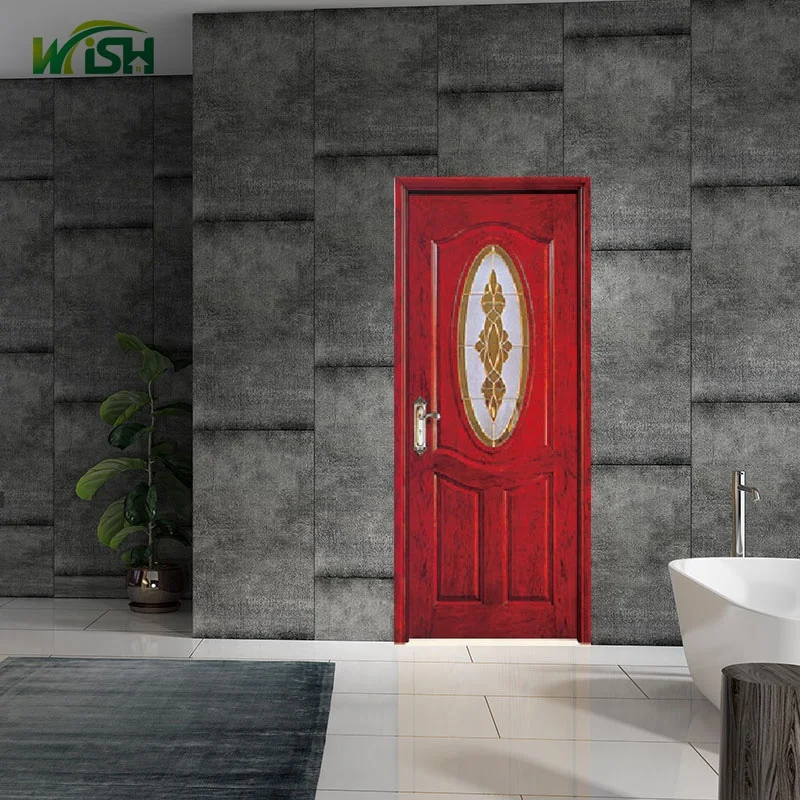 High quality solid core water proof wooden glass door interior glazed kitchen wooden doors