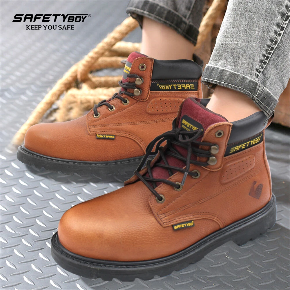 Best-selling Safety boots High quality SAFETYBOY YP5205 Men boots Rubber Sole Genuine leather Safety shoes
