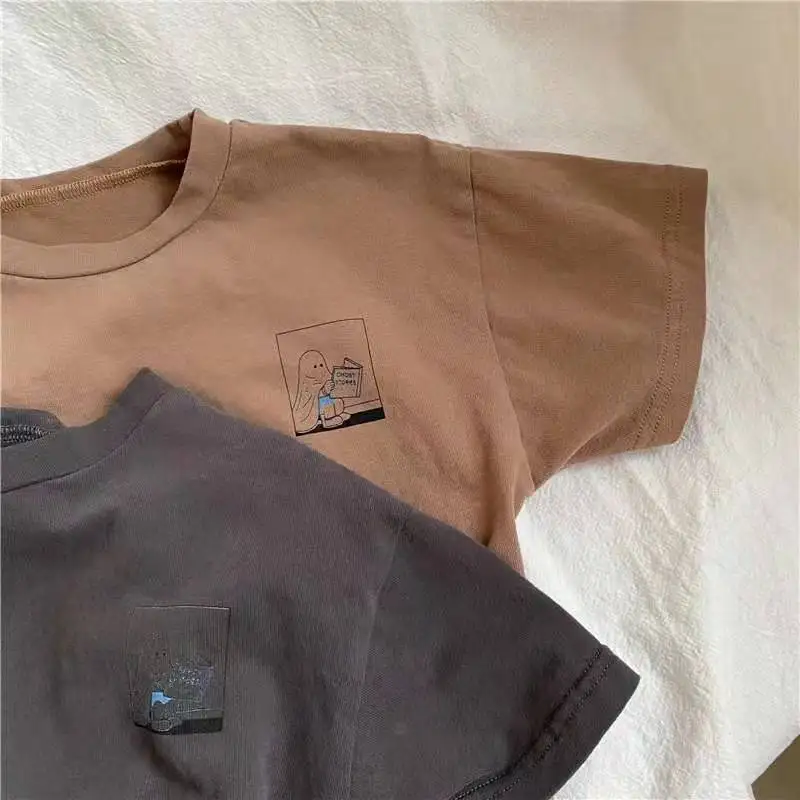 Soft cotton casual kids tops summer cartoon toddler kids t shirts
