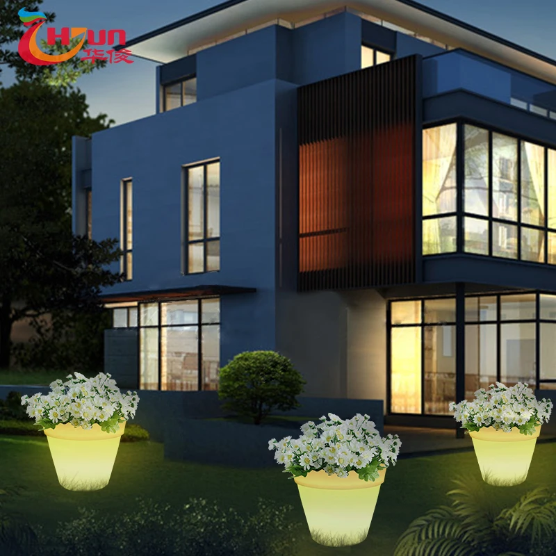 Wholesale Outdoor Garden Solar with Light LED Glowing Flower Planter Pot