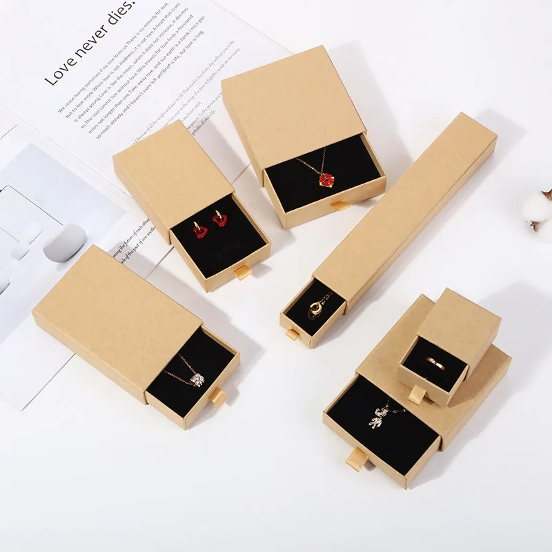 Custom Luxury Rigid Cardboard Paper Box with Logo Drawer Pendant Necklace Jewelry Packaging Boxes