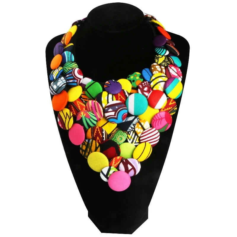
WYA160 Fashion African Button Necklace African Accessories for Women Bohemia Style Women Button Necklace 