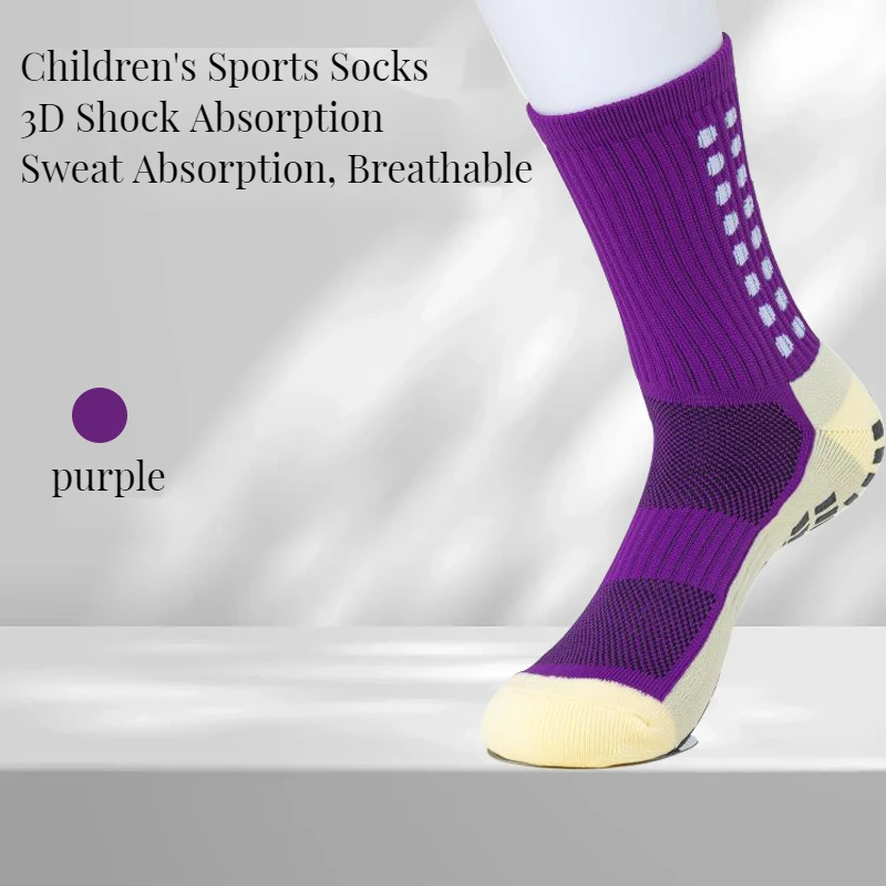 children anti slip grip soccer crew socks for kids