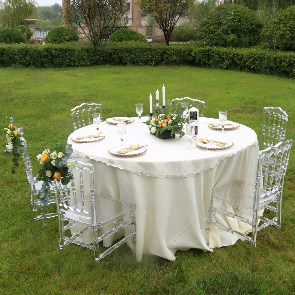 China Factory Event Clear Plastic Napoleon Chairs and Round Table for Wedding Banquet