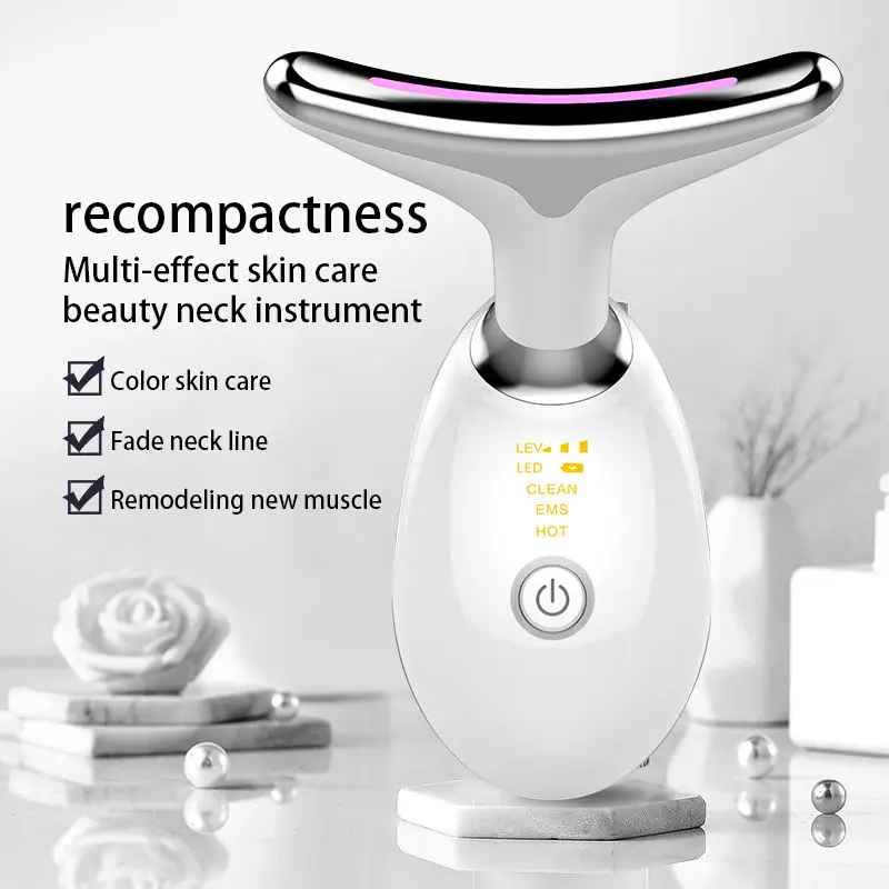 Face And Neck Lift Anti-wrinkle And Anti-aging EMS Thermal Vibration Firming Massager To Reduce Double Chin Anti-wrinkle Device